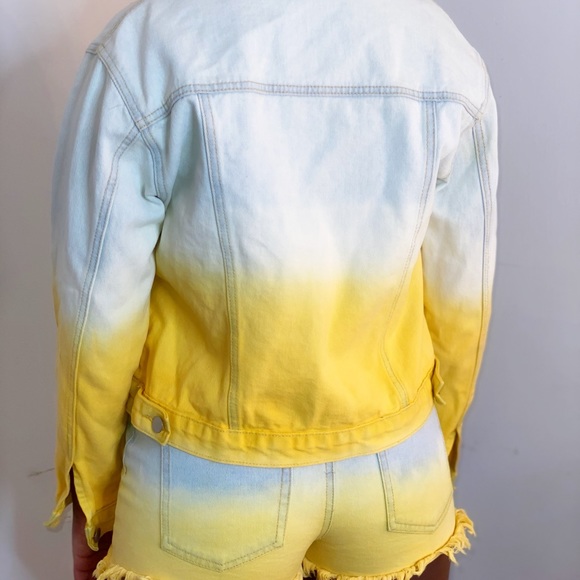 Ombré Yellow and Blue Jeans Jacket - Picture 4 of 5